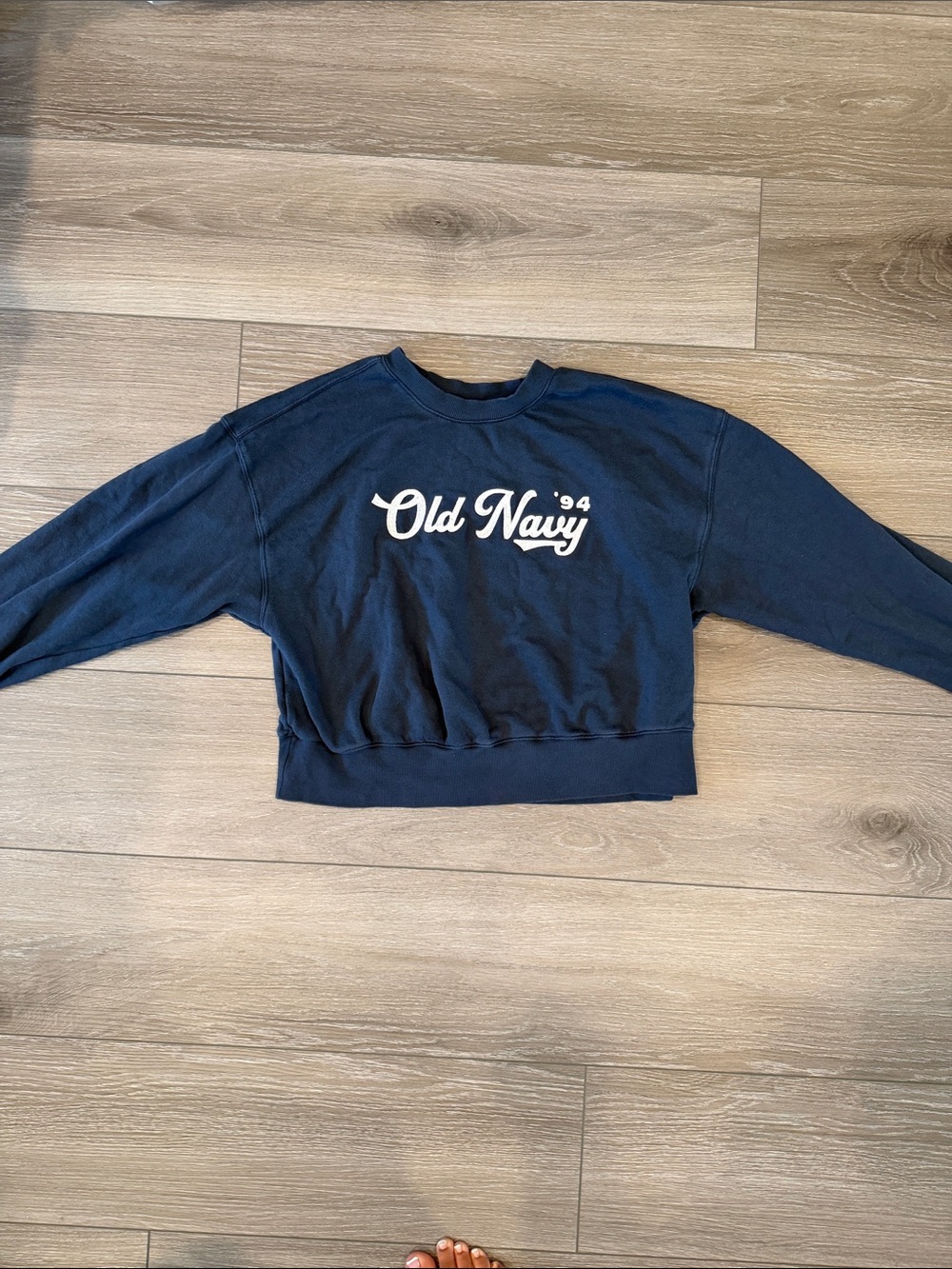 Old Navy Navy Crewneck Sweatshirt with White Script Logo